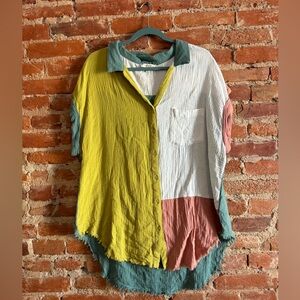 Umgee color block button down shirt